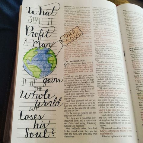 Mark 8:36. Bible journaling. Mark 8 Bible Journaling, Mark 3 Bible Journaling, Sermon Journaling, New Testament Bible Journaling, Bible Journaling Mark, Mark Bible Journaling, Mark Bible, Bible Drawings, Purposeful Living