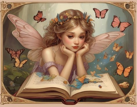 Immerse yourself in the enchanting world of our petite fairy, surrounded by butterflies, as she reads from a fairytale book. Perfect for adding a touch of whimsy and magic to any space. #Enchantment #FairyArt #Butterflies Reading Artwork, Fairytale Book, Book Poster, Butterfly Poster, Fantasy Posters, Fairy Tale Books, Fantasy Pictures, Fairy Magic, Book Posters