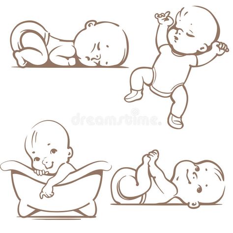 Baby Sketch, Baby Cartoon Drawing, Baby Illustration, Boy Drawing, Baby Drawing, Girl Sleeping, Baby Clip Art, Sleeping Positions, Baby Cartoon