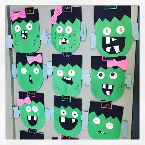 free Frankenstein craft Kindergarten Halloween Crafts, 2nd Grade Crafts, Frankenstein Craft, First Grade Crafts, 1st Grade Crafts, Halloween Party Craft, Frankenstein Art, Halloween Art Projects, Halloween Kindergarten