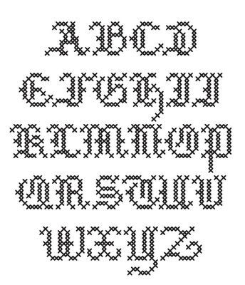 Lighter-weight gothic cross stitch font. Cross Stitch Font, Cross Stitch Alphabet Patterns, Cross Stitch Fonts, Cross Stitch Letters, Embroidery Alphabet, Pola Kristik, English Alphabet, Cross Stitch Alphabet, Diy Cross Stitch