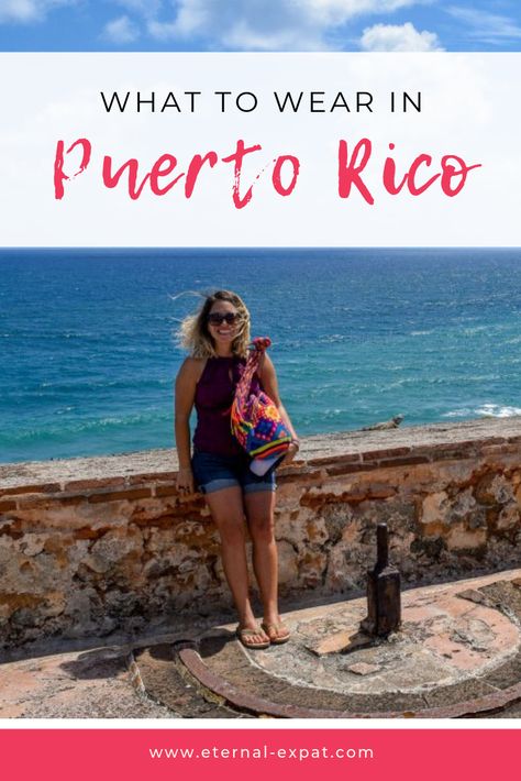 The ultimate packing list for Puerto Rico. This guide for what to wear in Puerto Rico covers all types of activities, including lounging on the beach, hiking in the jungle as well as exploring the beautiful city of San Juan and so much more. You'll be ready for any situation thanks to this Puerto Rico packing guide. Puerto Rico Outfits Night, Puerto Rico Outfits What To Wear Vacation, Puerto Rico Style Outfits, Puerto Rico Outfits Women, Clothes For Puerto Rico, Puerto Rico Trip Outfits, Packing For Puerto Rico, What To Wear In Puerto Rico, Puerto Rico Aesthetic Outfits