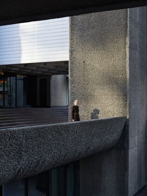 Brutalist Fashion Editorial, Barbican Fashion Shoot, Brutalist Photoshoot, Toga Archives, London Photoshoot, Brutalism Architecture, City Shoot, London Film, Portrait Lighting