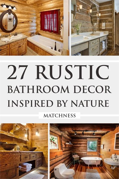 Cabin Bathroom Ideas Rustic, Log House Bathroom, Lodge Bathroom Decor, Log Cabin Bathroom Ideas, Log Home Bathrooms, Log Cabin Bathrooms, Log Home Bathroom, Rustic Cabin Bathroom, Small Rustic Bathroom Ideas