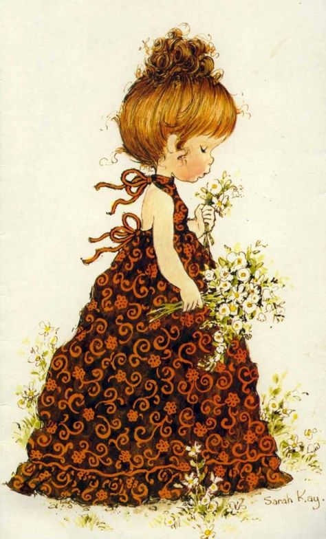 Sarah Kay Sara Key Imagenes, Sarah Key, Sara Kay, Postal Vintage, Sarah Kay, Trendy Flowers, Holly Hobbie, Girls Illustration, Flower Illustration