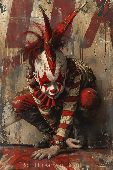 Dark Circus Art, Creepy Clown Art, Creepy Clown Pictures, Scary Circus, Dark Circus, Mythical Creatures Fantasy, Fun Office, Spooky Party, Send In The Clowns