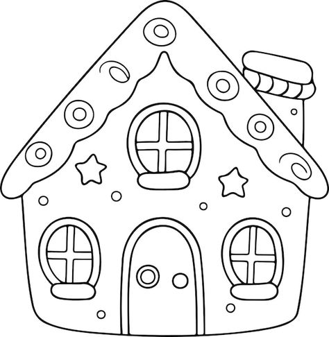 Gingerbread house vector illustration bl... | Premium Vector #Freepik #vector #book-drawing #colouring #colouring-book #book-page Gingerbread House Outline Printable, Gingerbread Houses Drawing, Gingerbread House Blueprints, Gingerbread House Sketch, Build A Gingerbread Man Printable, Gingerbread House Tattoo, How To Draw A Gingerbread House, Gingerbread House Outline, Gingerbread House Drawings