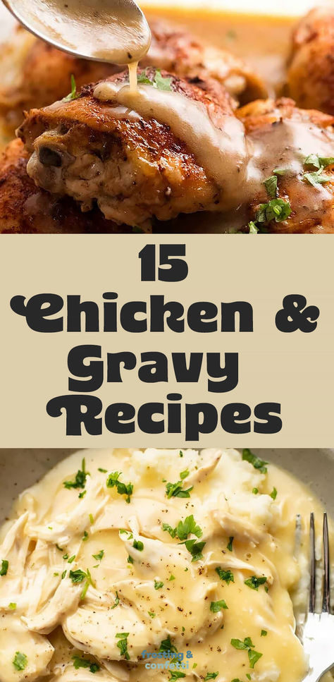 Looking for mouthwatering chicken and gravy recipes? You'll enjoy these easy and delicious recipes that will leave you craving for more. From classic comfort food to modern twists, these recipes are perfect for any occasion. You'll find Instant Pot chicken and gravy, country friend chicken, Gravy Baked Chicken (Thighs And Drumsticks), Chicken Wings in Gravy, and more. Southern Chicken And Gravy Recipes, Quick Chicken And Gravy Recipes, Gravy Baked Chicken, Chicken N Gravy Recipes, Dixie Stampede Chicken Recipe, Leftover Chicken And Gravy Recipes, Chicken And Country Gravy, Chicken Tenders With Gravy, Chicken And Gravy Stovetop