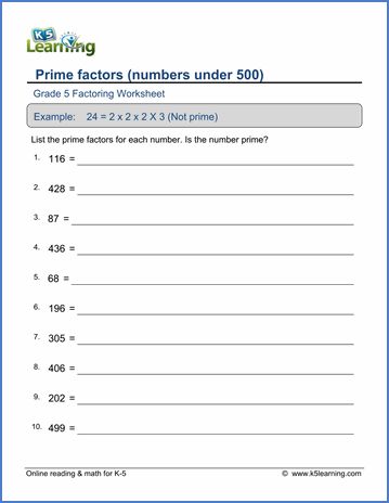 Grade 5 Factoring Worksheet Prime Numbers Worksheet, Factors Worksheet, Prime Factorization Worksheet, Least Common Denominator, Prime Factors, Grade 5 Math Worksheets, Maths Worksheet, Kindergarten Math Free, Common Multiples