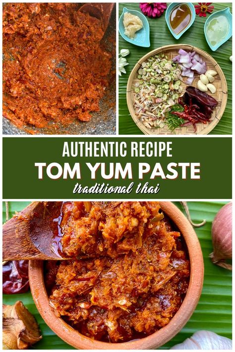 Tom yum paste plus the needed ingredients. Vegan Tom Yum, Thai Tom Yum Soup, Tom Yum Soup Recipe, Tom Yum Paste, Healthy Thai Recipes, Asian Soup Recipes, Tom Yum Soup, Homemade Cookbook, Asian Street Food