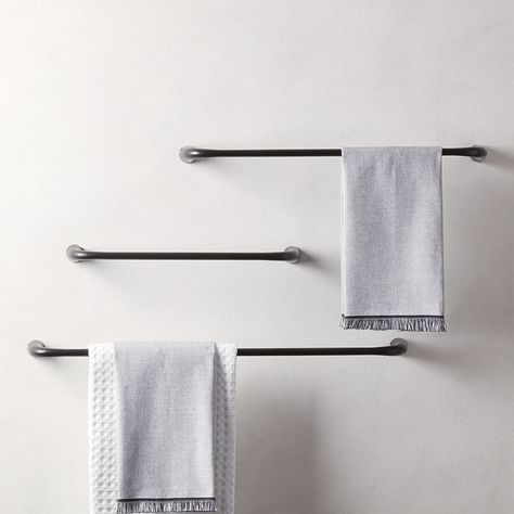 Modern Towel Racks, Towel Hooks, Toilet Paper Holders & More | CB2 Modern Towel Rack, Black Towel Bar, Brass Towel Bar, Modern Cabinet Hardware, Black Toilet Paper Holder, Black Toilet Paper, White Bath Towels, Black Toilet, Black Bath