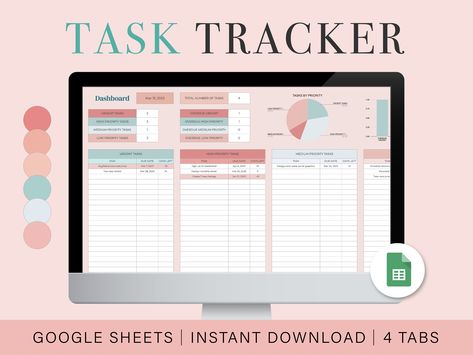 Task Tracking Spreadsheet | Task Planner | Digital To-Do List | Google Sheets Template | Productivity Planner Client List Template, Excel Spreadsheets Design, Excel Sheet Design, Client Tracker, Spreadsheet Design, Excel Spreadsheets Templates, Interactive Pdf, Small Business Management, Small Business Organization