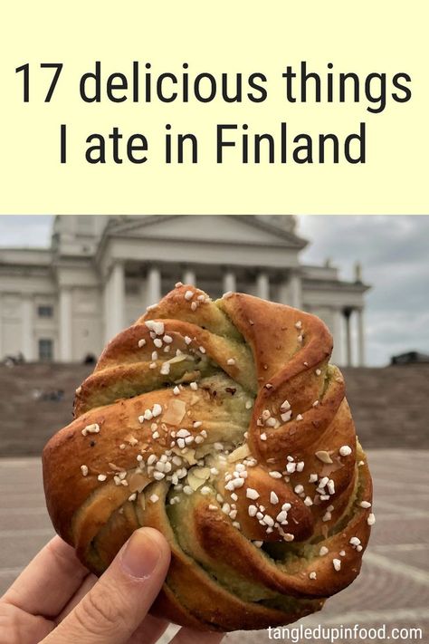 Hand holding a swirled pastry in front of the Helsinki Cathedral Finland Language, Finland Culture, Finland Food, Finland Trip, Finnish Food, Passion Fruit Cake, Scandinavian Recipes, Nordic Recipe, Passion Fruit Curd