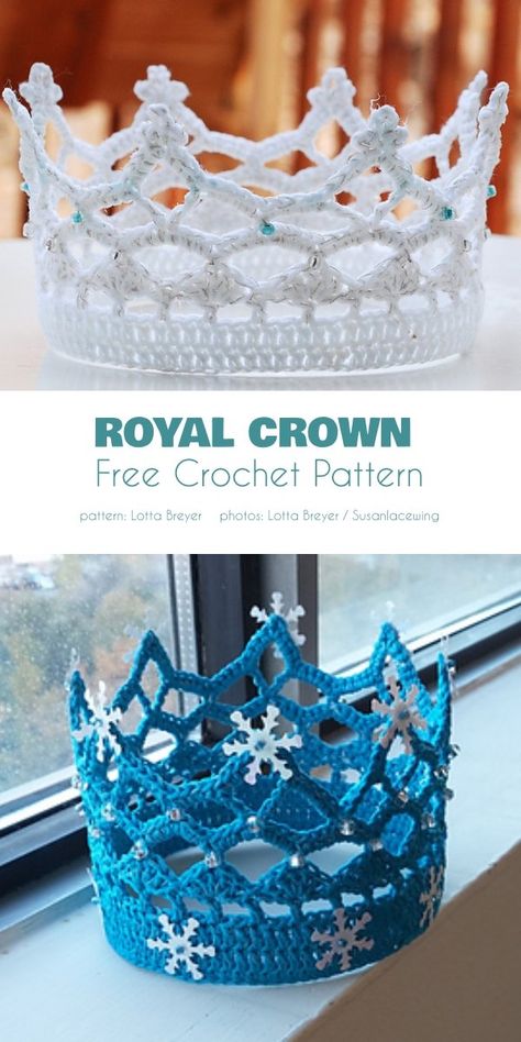 Crown Free Crochet Patterns | Your Crochet Crocheted Crown, Crochet Tiara, Crochet Crown, Baby Headbands Crochet, Crown Pattern, Diy Projektit, Confection Au Crochet, Crocheting Patterns, Crochet Kids