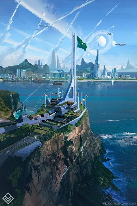 Stellaris Invicta, Sci Fi World, Sci Fi Architecture, Sci Fi Landscape, Sci Fi City, Sci Fi Environment, Concept Illustration, Fantasy City, Futuristic Art