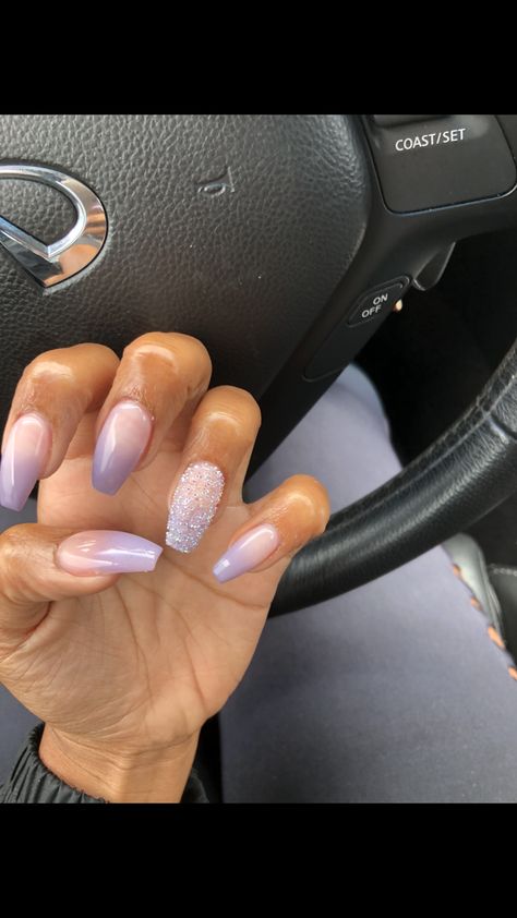 lavender ombré with swarovski pixie crystals. #grabbers #nailart #acrylicnails #ombre #swarovski Lavender Ombre Nails, Ombre French Tips, Lavender Ombre, Collage Pics, Lavender Nails, Lovely Nails, Purple Ombre, Bridal Nails, Skin Nails