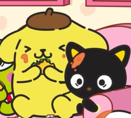 Chococat Matching Pfp Icon, Sanrio Supercute Adventures, Chococat Matching Pfp, Chococat And Pompompurin, Choco Cat Aesthetic, Choco Cat, Cartoon Crazy, Green Pictures, Hello Kitty And Friends