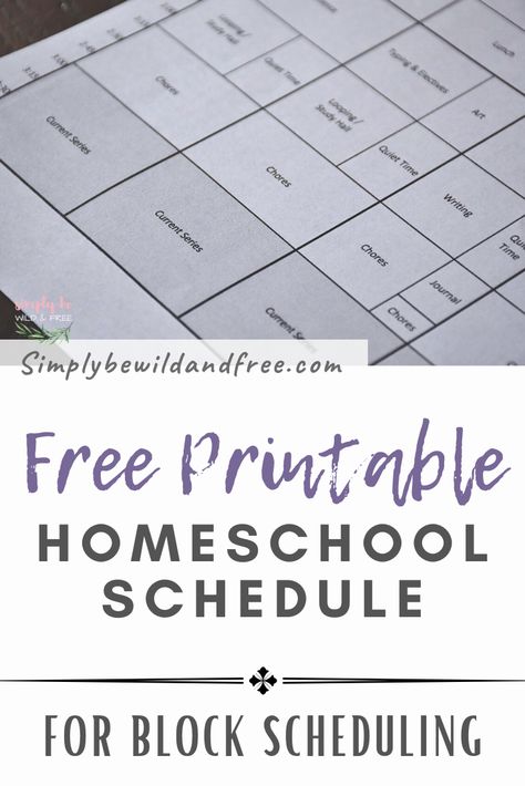 Homeschool Multiple Grades Schedule, Free Printable Homeschool Schedule, Blank Homeschool Schedule Printable, Secular Homeschool Schedule, Homeschool Block Schedule Printable, Homeschool Subject Schedule, 2nd Grade Homeschool Schedule, Homeschool Block Schedule, Homeschool Planner Printable Free