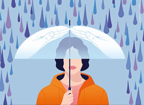 ©️Joey Guidone - Resilience #resilience #woman #umbrella #rain #illustrated #illustration Resilience Art Illustration, Resilient Illustration, Burnout Illustration, Resilience Illustration, Resilience Art, Woman Umbrella, Rain Illustration, Umbrella Illustration, Modern Philosophy