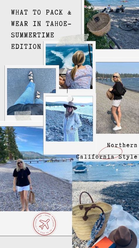 Lake Tahoe Summer Outfits Women, South Lake Tahoe Summer Outfit, Lake Tahoe Summer Outfits Packing Lists, Tahoe Outfit Summer, Tahoe Summer Outfits, Lake Tahoe Summer Outfits, Lake Tahoe Outfits, Lake Vacation Outfits, Lake Tahoe Camping