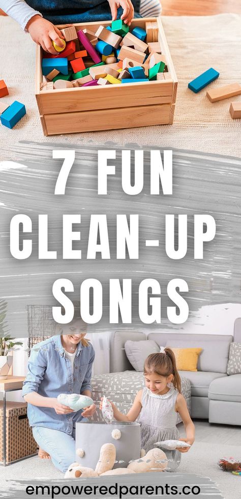 Sometimes children struggle with cleaning up. Here are 7 super fun songs to help your child clean up all the while having fun! These songs about cleaning up will help your child to actually clean up instead of getting angry | clean up songs for preschool | clean up songs for toddlers | songs about cleaning up | Childhood Songs, Clean Up Song, Toddler Cleaning, Fun Songs For Kids, Transition Songs, Children Songs, Songs For Toddlers, Songs For Kids, Preschool Planning