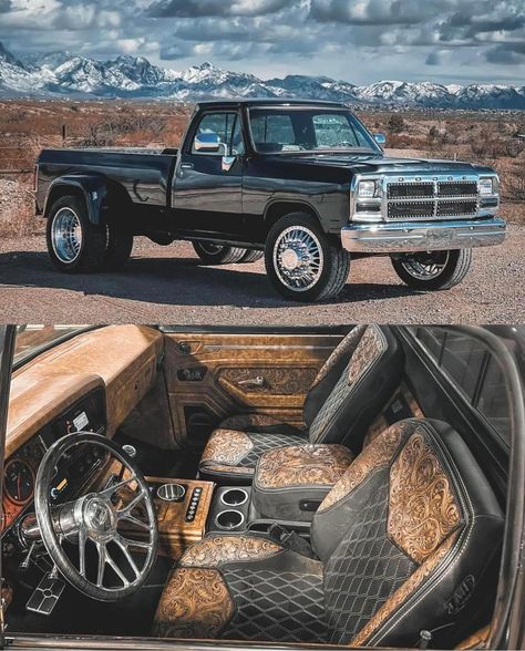 Custom Leather Truck Interior, Square Body Dually, Ram 3500 Dually, 1st Gen Cummins, Dodge Diesel Trucks, Rolling Coal, Dodge Diesel, Cars Interior, Chevy Trucks Silverado