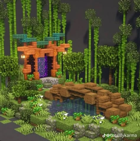 Garden Minecraft, Minecraft Portal, Minecraft Japanese House, Minecraft Japanese, Minecraft Garden, Rumah Minecraft Sederhana, Minecraft Idea, Minecraft Structures, Bangunan Minecraft