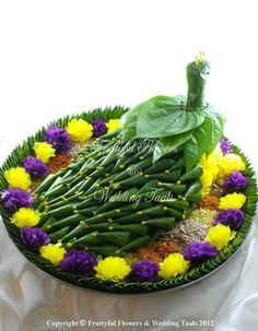 30 Betel Leaf Plate Decoration ideas to inspire you - Wedandbeyond Betel Leaf Decoration, Banana Decoration, Plate Decoration Ideas, Peacock Decoration, Betel Leaf, Thali Decoration Ideas, Plate Decoration, Leaf Plate, Wedding Gift Pack