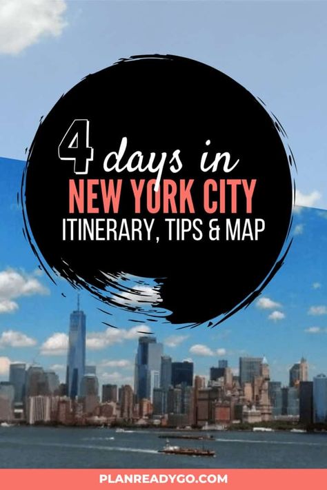 Check out this New York City itinerary for four days in the Big Apple. All of the things you must see in New York City on your trip. It's the perfect itinerary for your first time in New York City. Includes a map of the top things to do in New York City. See all of the top sites in Manhattan like Times Square and the Statue of Liberty, tour historic Midtown buildings, ride the subway and more. 4 days in New York City, #newyorkcity #nycitinerary #nyc New York City 4 Day Itinerary, New York City Itinerary 4 Days, Best Tours In New York City, Must See In Nyc, Nyc Must See, New York City In March, Nyc In March, New York Must See, Nyc Trip Planning