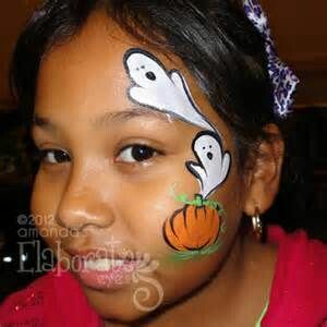 Halloween Face Painting For Kids, Ghost Face Paint, Face Painting For Kids, Kids Halloween Face, Easy Halloween Face Painting, Halloween Face Painting, Pumpkin Face Paint, Eye Face Painting, Cheek Art