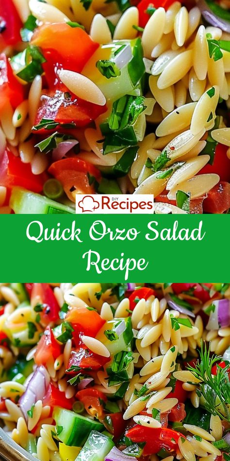 Need a quick meal? This orzo salad recipe is just what you need. Orzo Salad Healthy, Orzo Salad Greek, Orzo Salad Recipes Cold Feta, Orzo Pasta Salad Recipes Cold, Italian Orzo Salad, Orzo Chicken Salad, Shrimp Orzo Salad, Orzo Salads, Orzo Recipes Salad