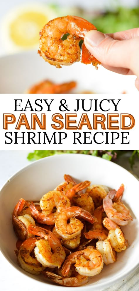 hand holding cooked shrimp Sauteed Shrimp Recipes, Shrimp Pan, Sauteed Shrimp Recipe, Pan Seared Shrimp, Cooking Raw Shrimp, Precooked Shrimp Recipes, Raw Shrimp Recipes, Frozen Shrimp Recipes, Ways To Cook Shrimp