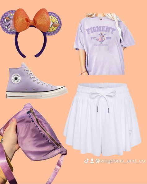 Figment Outfit Ideas, Epcot Disneybound Outfits, Figment Disney Outfit, Figment Outfit, Epcot Disney Outfit, Figment Disneybound, Summer Disneybound, Epcot Disneybound, Couples Disneybound