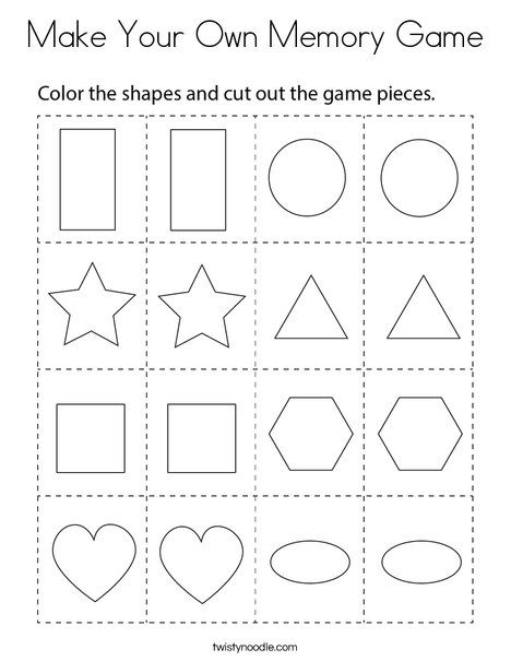 Shape Memory Game, Memory Games For Preschoolers, Memory Games For Kids Printable, Printable Memory Game, Preschool Curriculum Themes, Memory Diy, Shape Matching Game, Memory Activities, Shape Coloring Pages