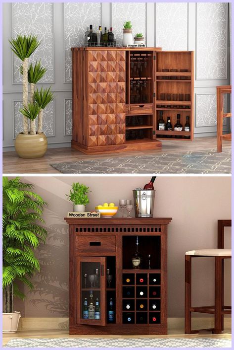 Timber Bar Cabinet, Bar Units For Home, Wooden Bar Designs For Home, Small Bar Unit In Living Room, Small Bar Cabinet Ideas, Bar Cabinet Ideas For Home, Bar Table Design Home, Bar Furniture Cabinet, Wooden Bar Ideas For Home