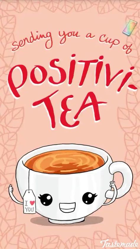 Sending You A Cup Of Positivi Tea pun for a great easy, quick, witty and clever, DIY Valentines Day gift idea for him. These are the best. Positivi Tea, Tee Kunst, Tea Puns, Funny Food Puns, Tea Quotes, Cute Puns, Food Puns, A Cup Of Tea, Tea Art