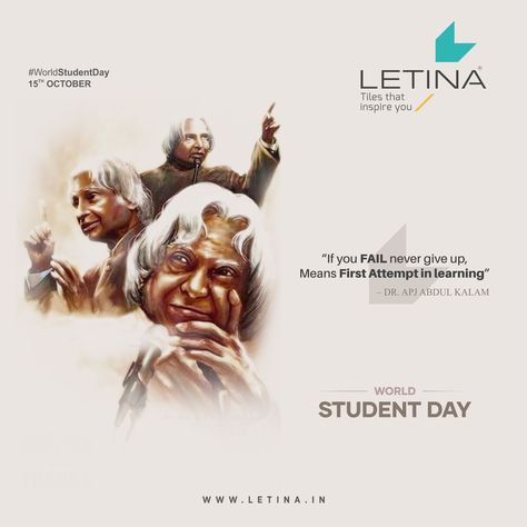 World Students' Day 15 October #worldstudentsday2020#students #studentlife #education# birthanniversary # apjabdulkalam #Missileman #india #letinatiles #digitalwalltiles #ceramicaindia #creativedesigns World Student Day Creative Ads, World Students Day Creative Ads, World Students Day Poster, Students Day Poster, World Students Day, International Students Day, 15 October, Students Day, Instagram Photo Frame