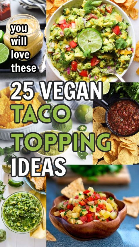 Veg Tacos, Vegan Super Bowl, Toppings Bar, Taco Toppings, Vegan Taco, Vegan Mexican Recipes, Vegetarian Tacos, Recipes Yummy, Easy Vegan Dinner