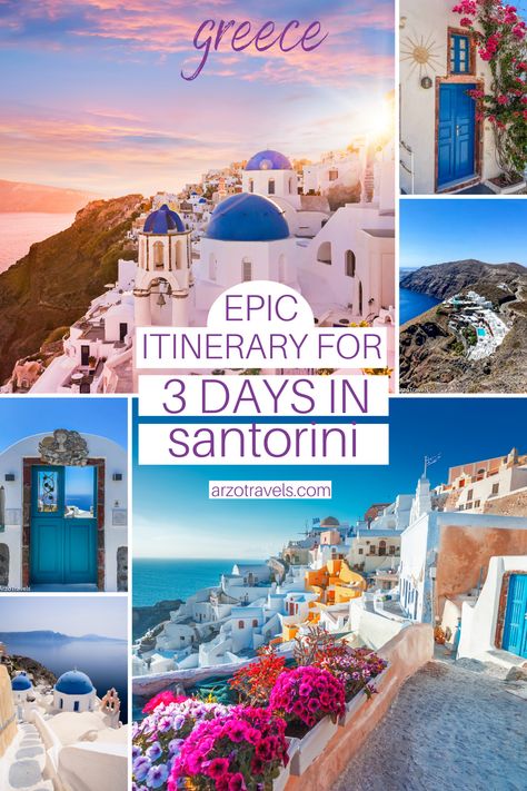 Santorini itinerary with many travel tips Santorini Itinerary, Santorini Travel Guide, Things To Do In Santorini, Greek Vacation, Greece Itinerary, Greek Travel, Santorini Travel, Greece Travel Guide, Greece Vacation