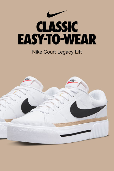 Nike Court Legacy Lift delivers a bold statement on top of the classic, easy-to-wear design. Shop Nike.com Casual Statement Outfit, Off White Boots Outfit, Cute Shoes Nike, Adidas Shoes Outfit, Nike Court Legacy Lift, Court Legacy Lift, Nike Court Legacy, Shoes Outfit Fashion, Cute Nike Shoes