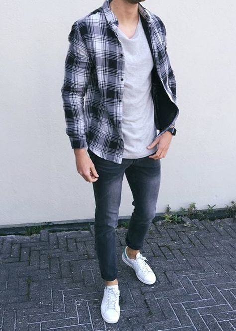 Layer Up Your Tees this Spring: With a Checkered Flannel Shirt. Men's Casual @ rickysturn Shirt Layering Outfit Men, Blue Flannel Outfits Men, Blue Flannel Outfits, Mens Layering Outfits, Layering Outfits Men, Shirt Layering Outfit, Checkered Shirt Outfit, Flannel Outfits Men, Flannel Shirt Outfit