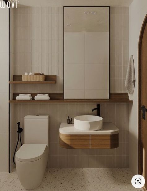 Japandi Bathroom, Modern Tile Designs, Muji Home, Wc Design, Small Bathroom Interior, Restroom Design, Airbnb Design, Condo Design, Beautiful Dining Rooms