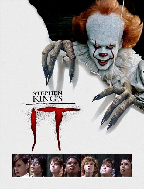 PAYASOS It 1990 Poster, Bill Skarsgard Pennywise, Stephen King It, 1990 Style, We All Float Down Here, Steven King, It Eso, Stephen King Movies, Clown Horror