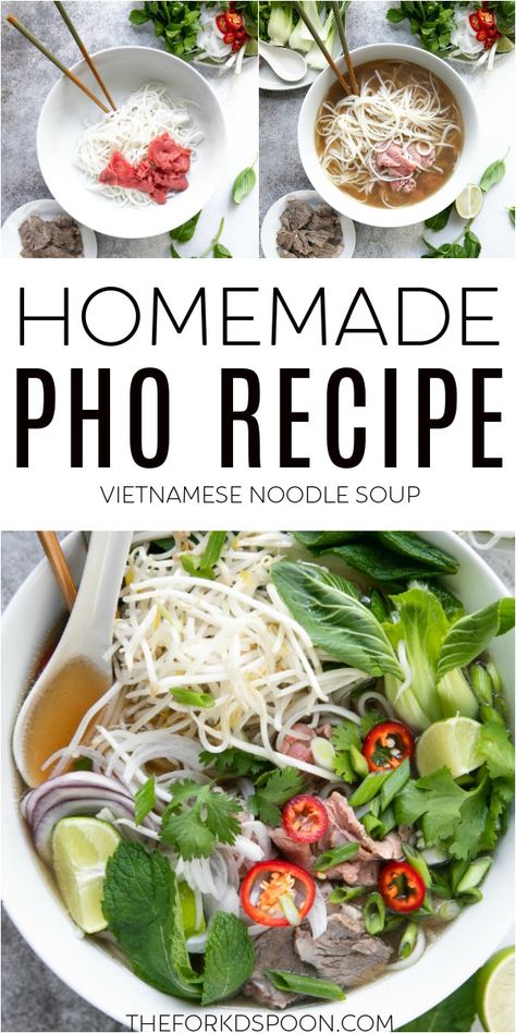 Pho Recipe (How to Make Vietnamese Noodle Soup) Best Pho Recipe, Pho Recipe Easy, Pho Soup Recipe Easy, Vietnamese Pho Soup Recipe, Tofu Hummus, Pressure Cooker Pho, Authentic Pho, Easy Pho, Vegetable Pho