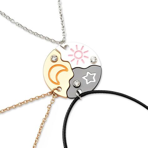 PRICES MAY VARY. Friendship Necklace for 3Ssun Moon Star: Three matching necklaces, namely, the sun necklace, the moon necklace and the star necklace, are gathered together to form a circle, symbolizing a firm and an unbreakable friendship between friends, just like the relationship between the sun, the moon, and the stars, bestie necklaces are very suitable for the best friend, sisters, bestie, or any three kindred spirits, best friend birthday christmas gifts for bestie sister Sun Moon Star Ne Matching Necklaces For 3, Friendship Necklaces For 3 Friends, Friendship Necklaces For 3, Things For Best Friends, Christmas Gifts For Bestie, Sun And Moon Friendship, Matching Sister Necklaces, Bestie Necklaces, Birthday Gifts Sister