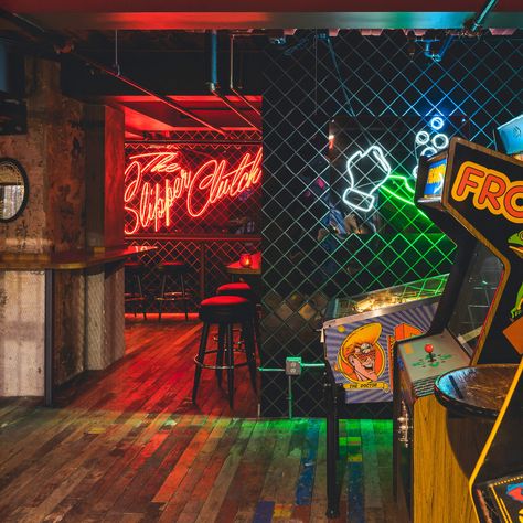 LA’S BEST SECRET BARS, AND HOW TO GET INTO ALL OF THEM Arcade Bar, Secret Bar, Speakeasy Bar, Hidden Bar, Nightclub Design, Bar Interior Design, Neon Decor, Bar Games, Dive Bar