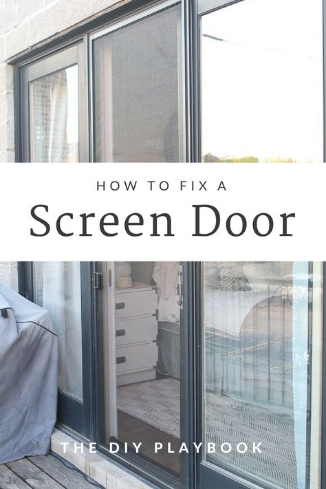 How to Fix a Screen Door. It's such an easy DIY project that anyone can do in less than 30 minutes. It just takes a few supplies to get the job done. Get ready for the warm months ahead and repair your screen door Screen Door Diy, Screen Door Repair, Sliding Screen Door, Diy Screen Door, Sliding Screen Doors, Diy Playbook, Door Diy, Door Repair, House Decorating