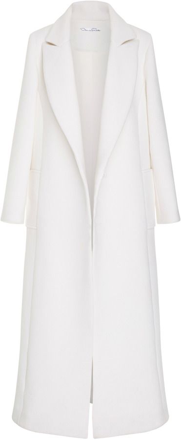 Oscar de la Renta Notch Collar Maxi Length Coat Dinner Outfits, White Coat, Notch Collar, Abayas Fashion, Dream Clothes, Coat Fashion, Street Styles, Cute Casual Outfits, Long Coat