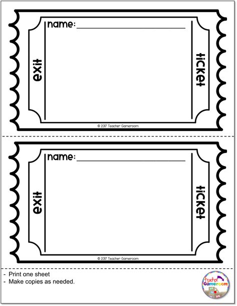 Blank Exit Ticket Template Tiket, Exit Tickets Template, Math Exit Tickets, Ticket Template Free, Ombre Hair Color Ideas, Printable Tickets, Classroom Strategies, Teacher Boards, Exit Tickets