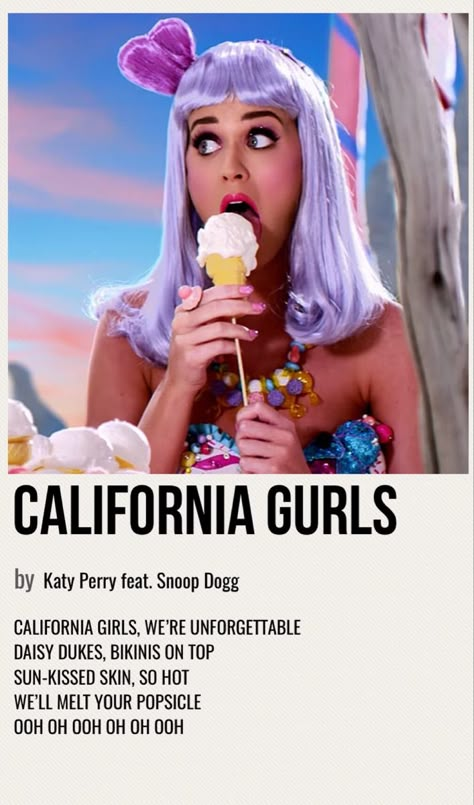 California Gurls Katy Perry Music Video, California Gurls Katy Aesthetic, Katy Perry Aesthetic Vintage, Katy Perry Album Cover, California Girls Katy Perry, California Gurls Katy, Katy Perry California Girls, Katy Perry Poster, Katy Perry Albums